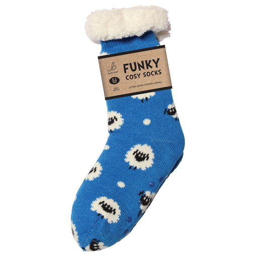Sheep Pattern Sherpa Fleece Lined Funky Cosy Socks