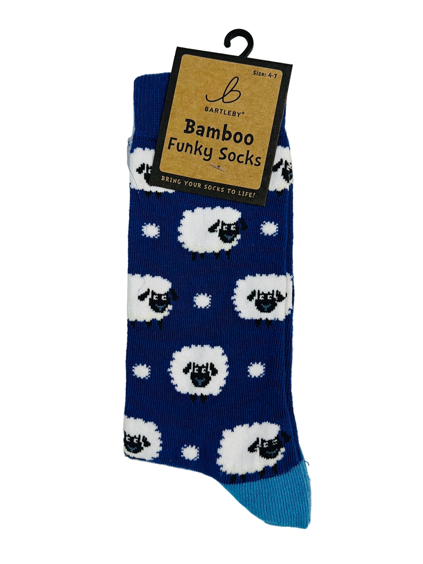 Fluffy Sheep Bamboo Socks Women’s 4–7 (Navy Blue, Funky Design)