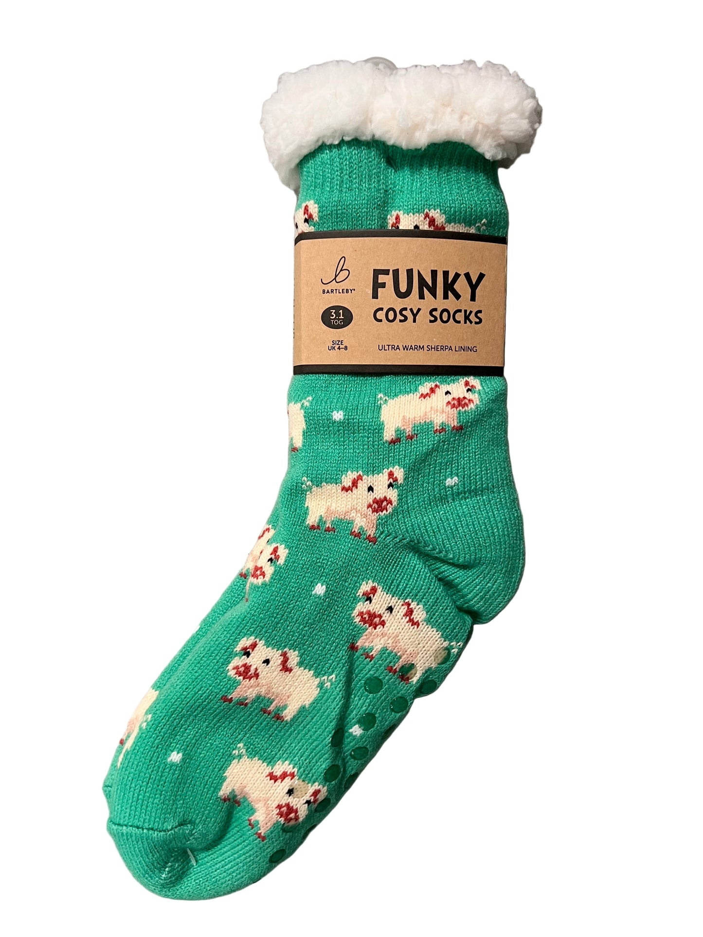 Pig Sherpa Fleece Lined Funky Cosy Socks — Women’s 4–8
