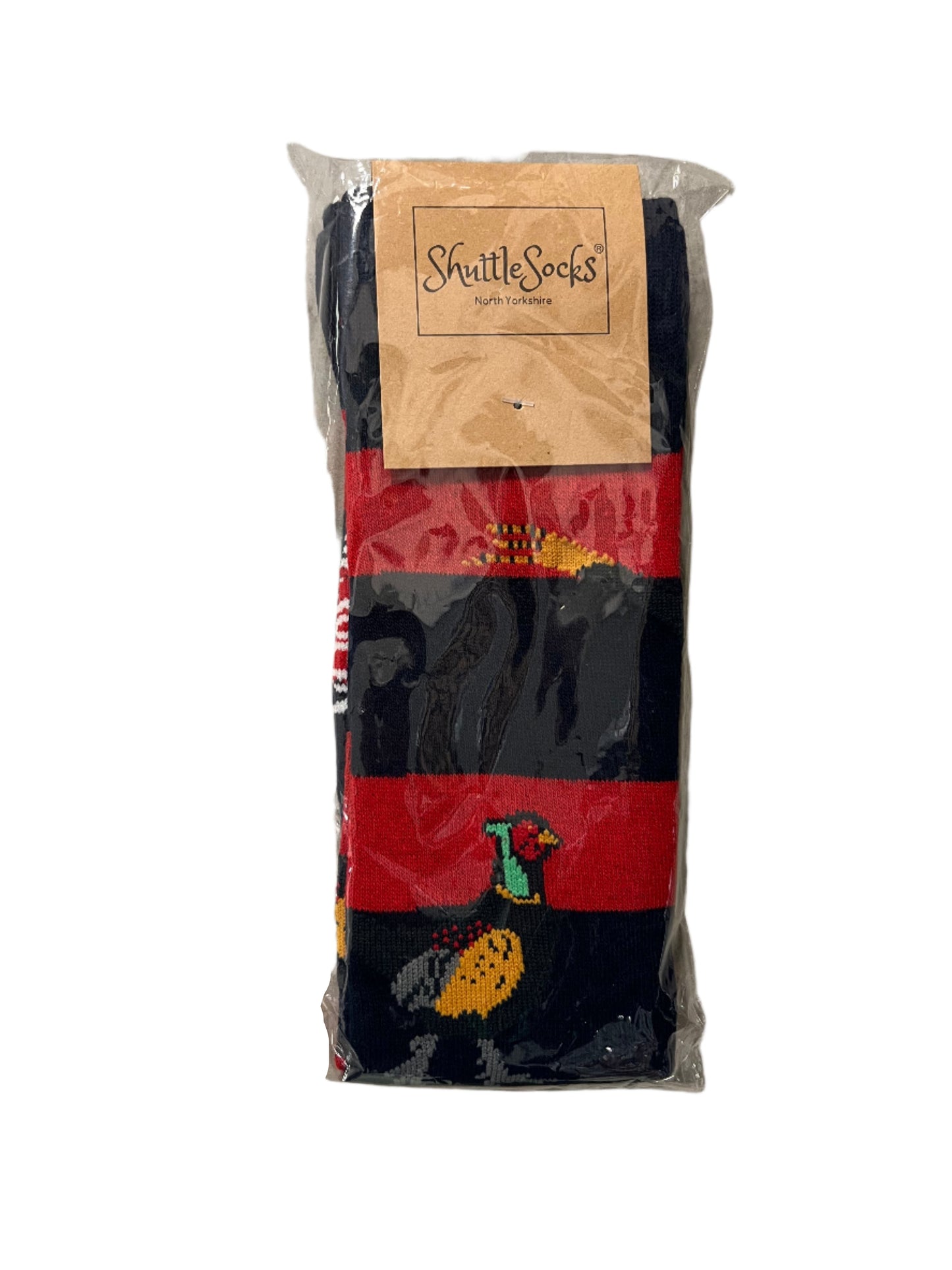 Shuttle Socks Navy/Red Pheasant Pattern Long Socks UK Size 3-7