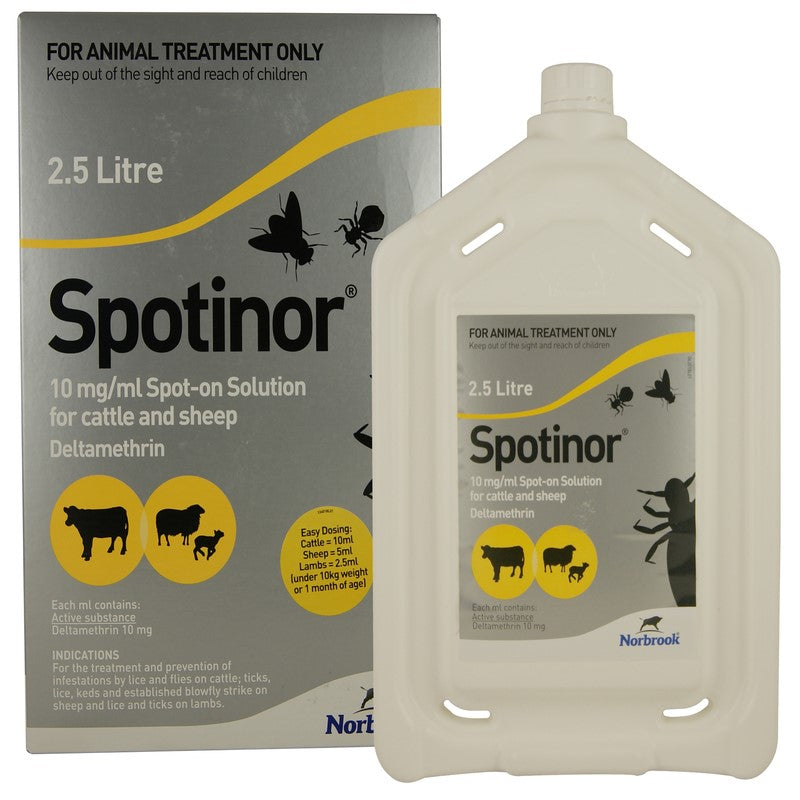 Spotinor 2.5L Prevention Of infestations By Lice & Flies On Cattle