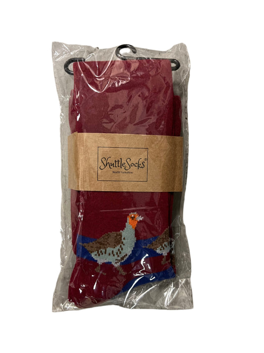 Shuttle Socks Maroon/Blue Partridge Long Socks UK 8-12