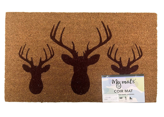 My Mats Coir Doormat Printed Stags Head 45x75cm