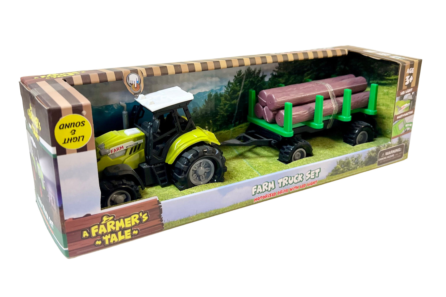 A Farmers Tractor Trailer Motorised Drive & Lights Toy Set