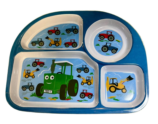 Tractor Ted Machines Children's Melamine Divider Plate