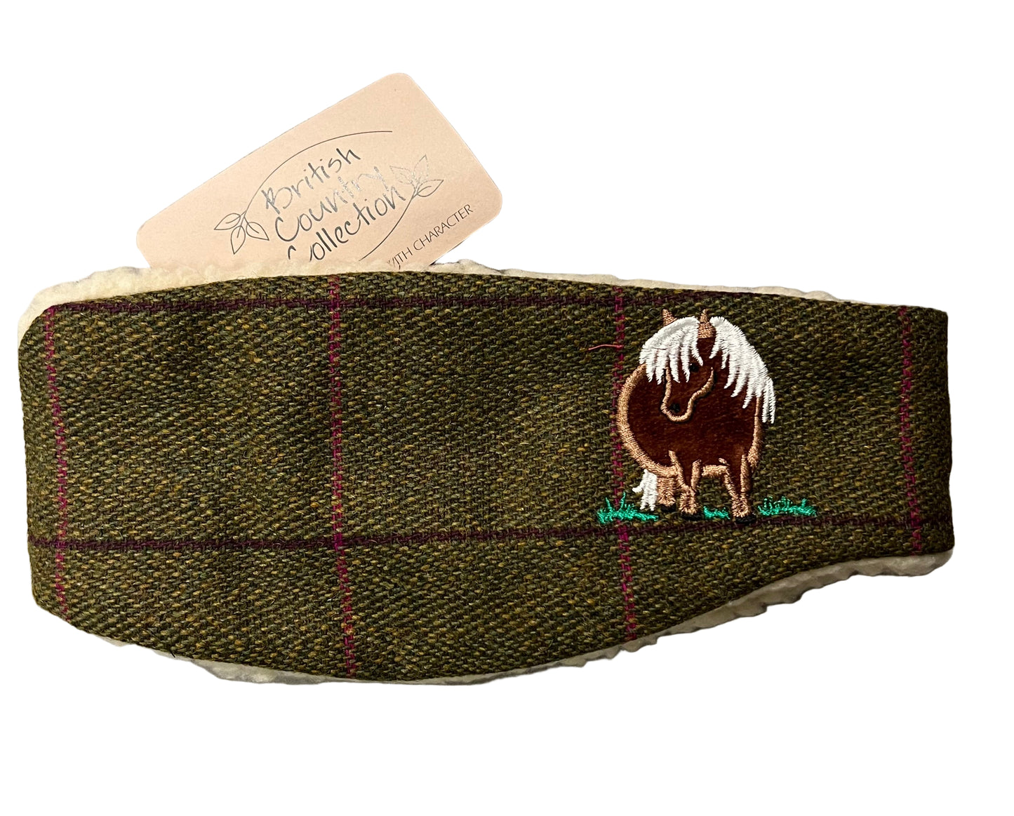 Children’s Tweed Headband With Embroidered Horse (British Country Style)