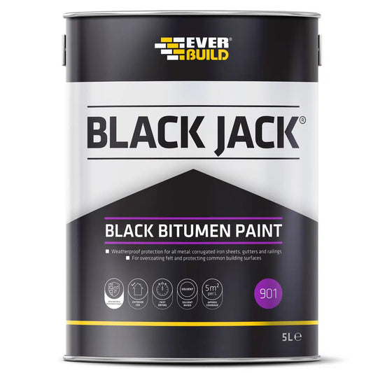 Ever Build Black Jack Black Bitumen Metal Paint 5L