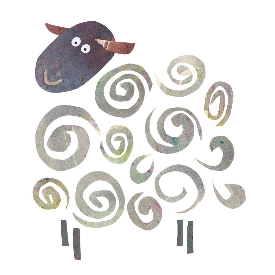 Happy birthday to ewe, Swirly Sheep, Pun birthday card