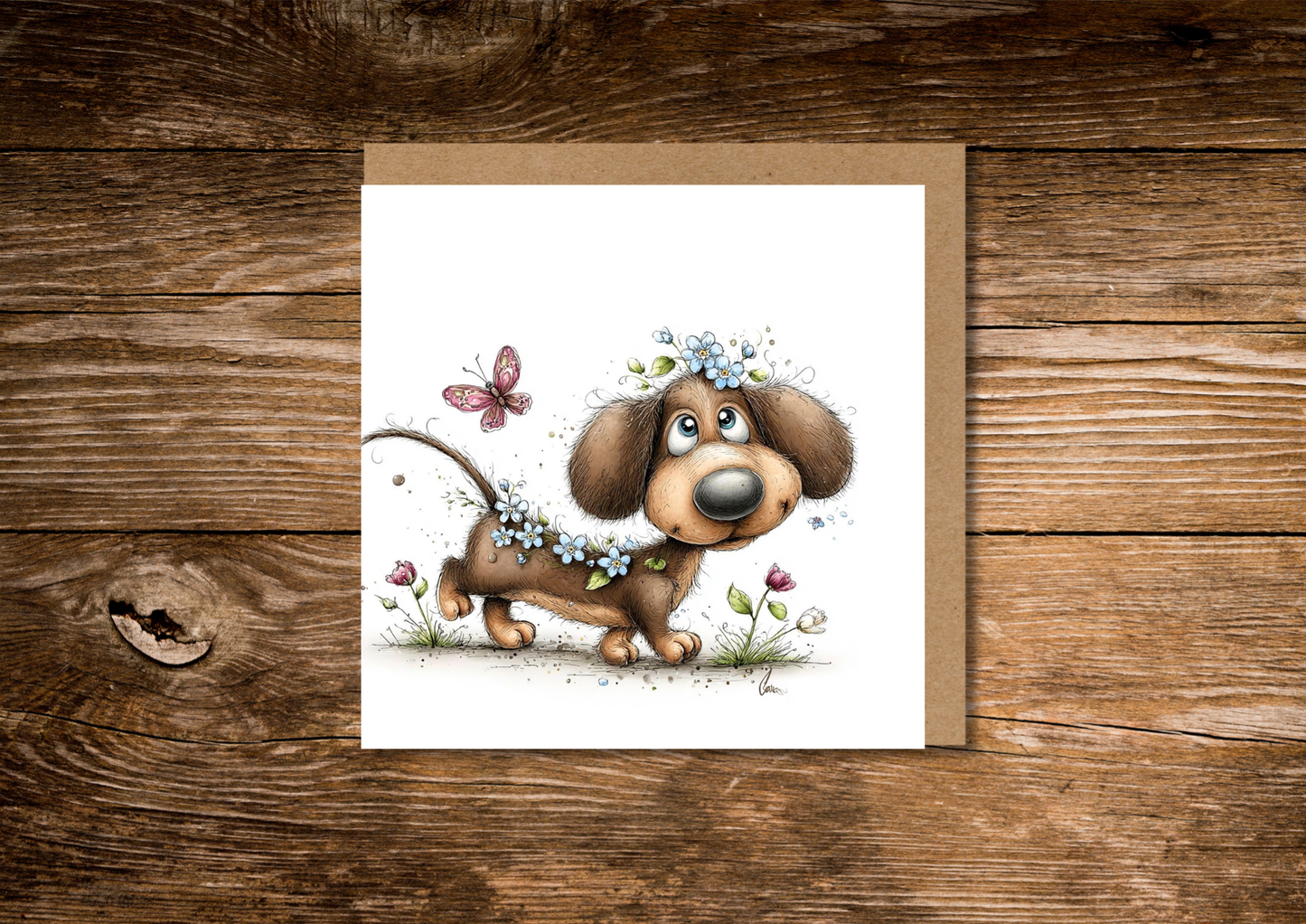 Whimsical Dachshund (2) Everyday Card