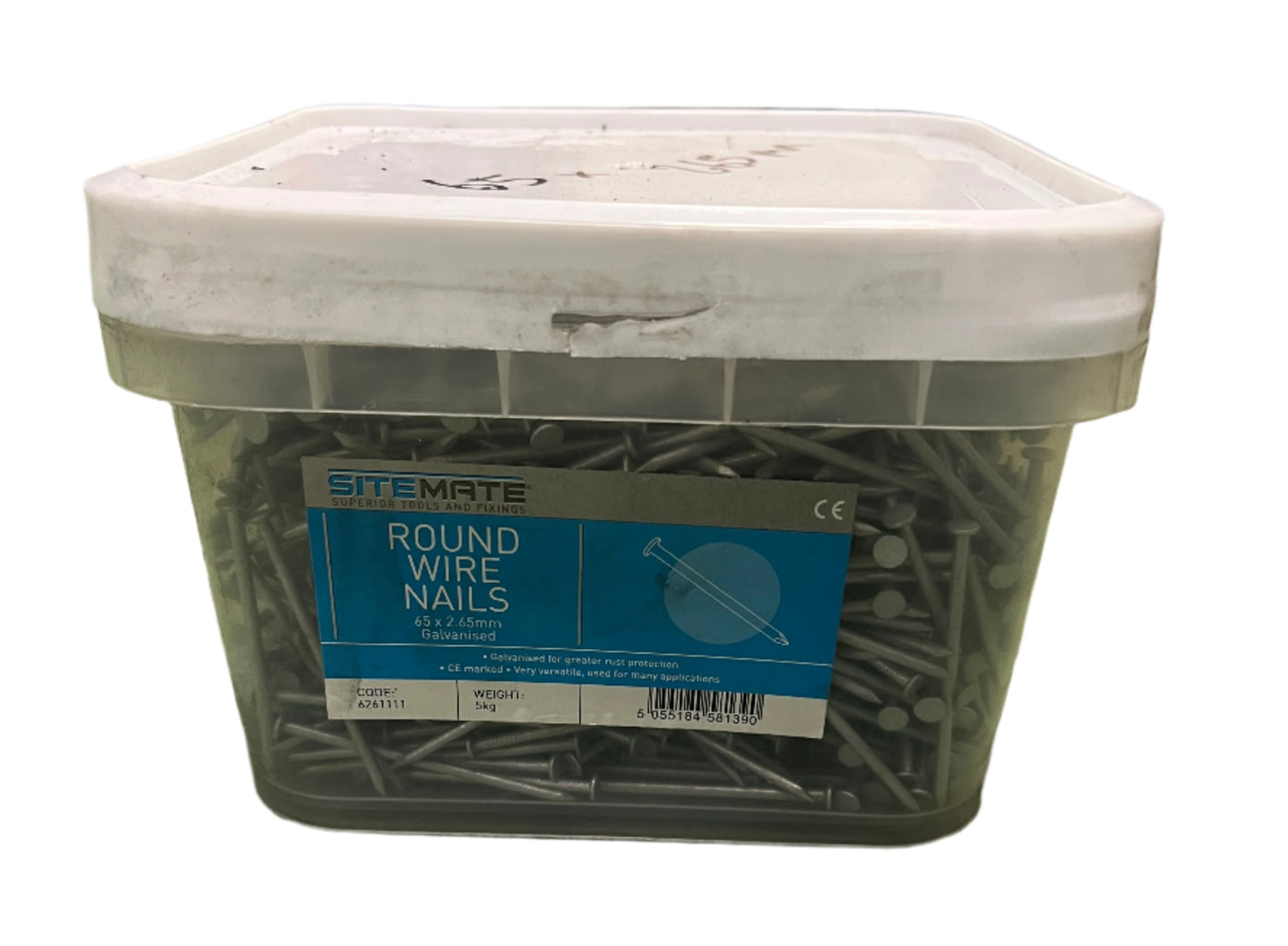 Sitemate galvanised Round Wire Nails Various Sizes 5KG Tubs