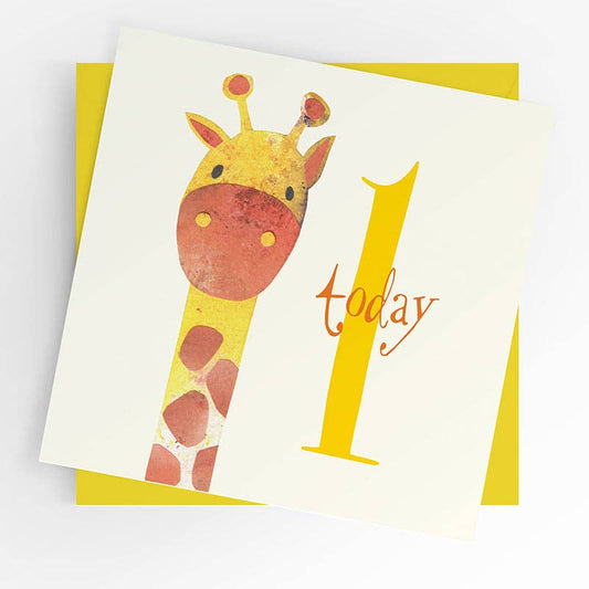 Age 1 Boy card, age 1 ,1st birthday, GIRAFFE