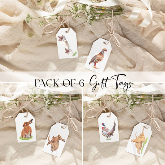 Pack of 6 Gift Tags - Country Game | Gift Wrapping | Tags