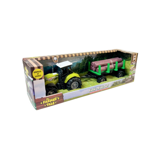 A Farmers Tractor Trailer Motorised Drive & Lights Toy Set
