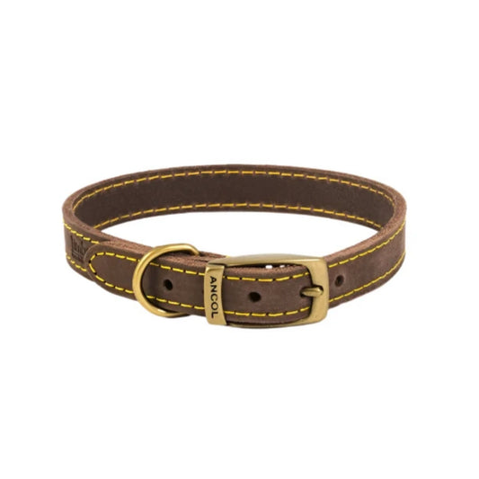 Ancol Timberwolf Brown Leather Leather Luxury Dog Collar