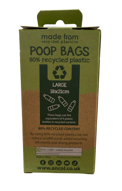 Ancol Poop Bags 80% Recycled Plastic Large 120 Bags