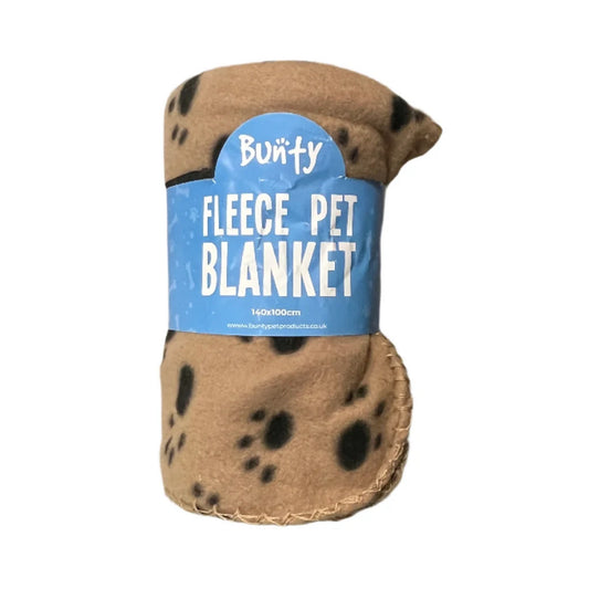 Bunty Fleece Dog Blanket Cream With Black Paw Pattern 140x100cm