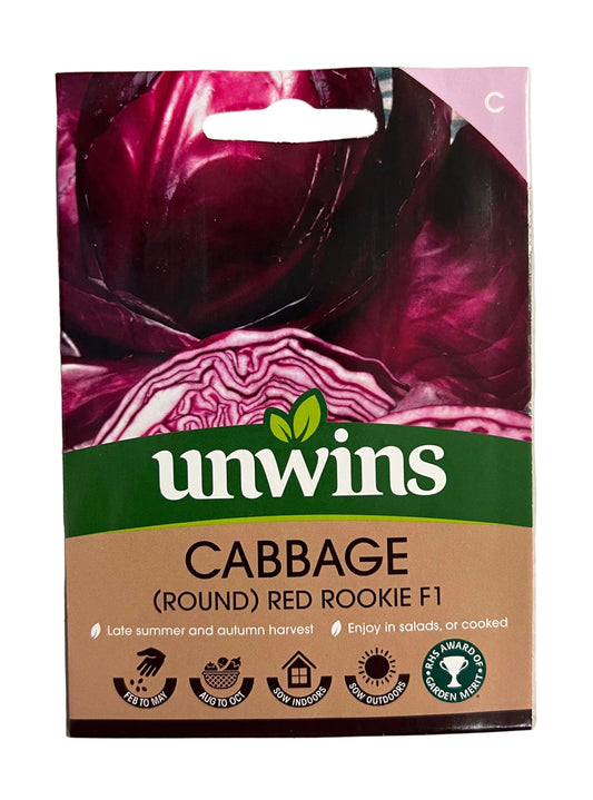 Unwins Cabbage (Round) Red Rookie F1 – Vegetable Seeds