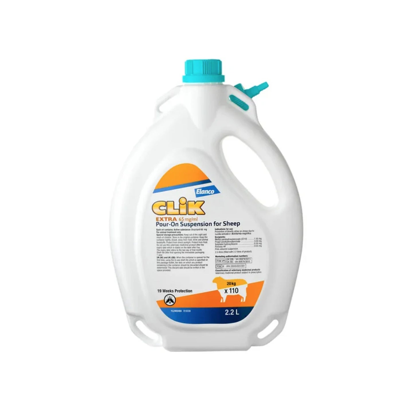 CLiK Extra 65mg/ml Dicyclanil Blowfly Strike Pour-On for Sheep – 2.2L & 5L