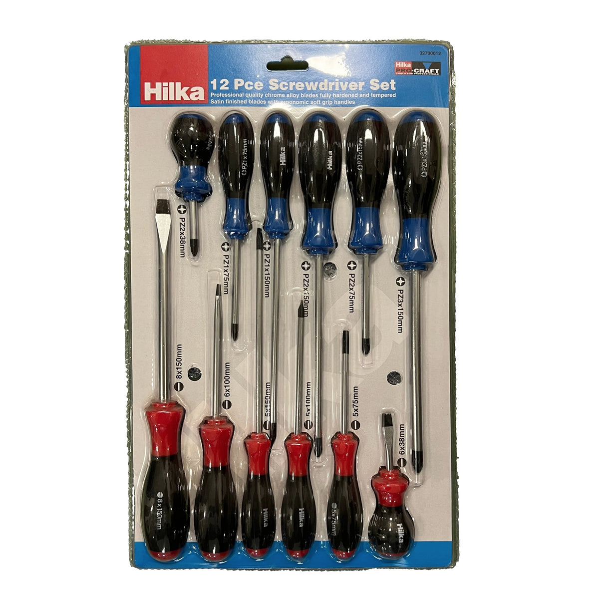 Hilka 12 Pce Screwdriver Set With Soft Grip Handles
