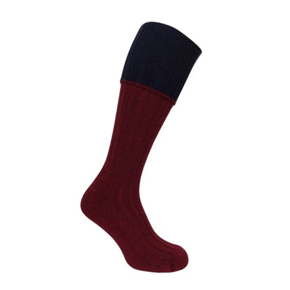 Hoggs Contrast Turnover Top Stockings Red/Navy