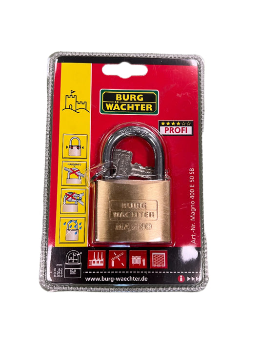 Burg Wachter Double Locking 50mm Brass Padlock