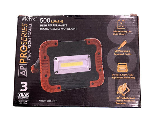 Ap Pro Series 500 Lumens High Performance Rechargeable Work Light
