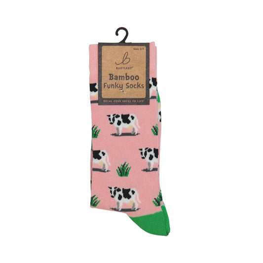 Ladies Bamboo Grazing Cow Funky Socks