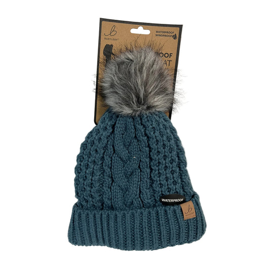 Ladies Waterproof Chunky Knit Sherpa Lined Bobble Hat (4 Colours)