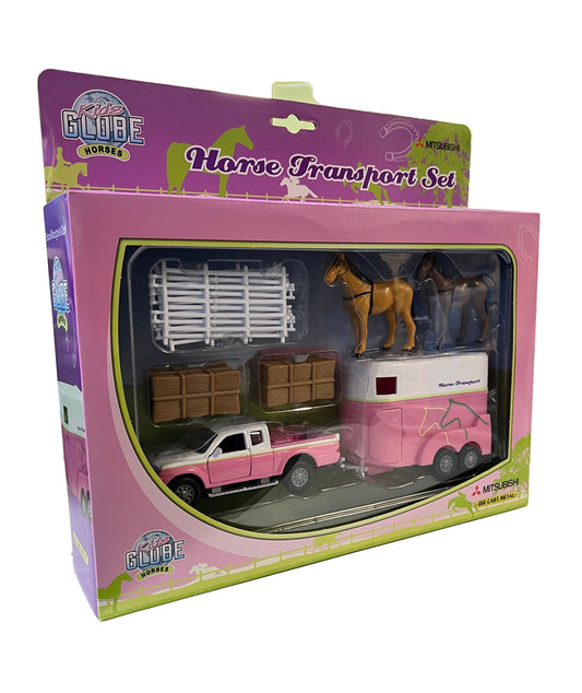 Kids Globe Mitsubishi Die Cast Pink Horse Transport Set