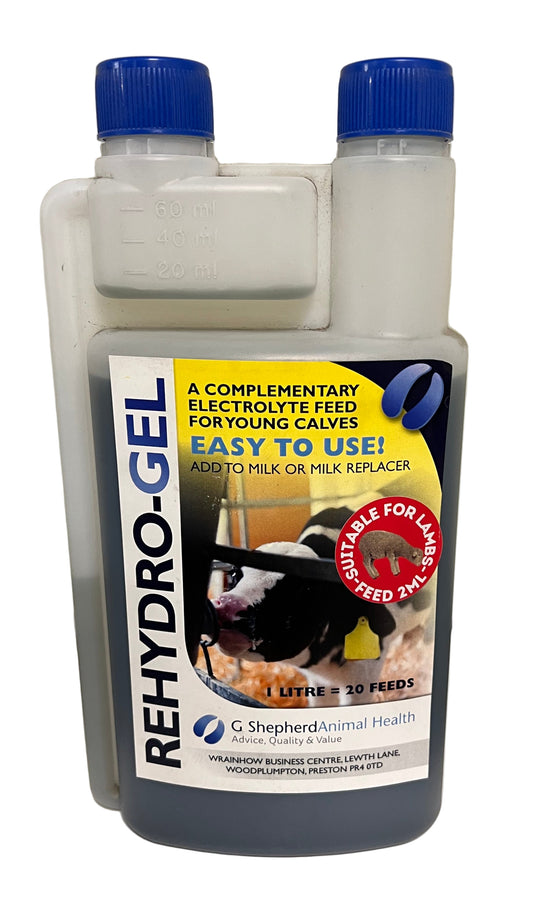Rehydro Gel 1 Litre = 20 Feeds Electrolyte Feed For Calves & Lambs