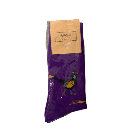 Shuttle Socks Pheasant Design Socks Purple UK 3-7