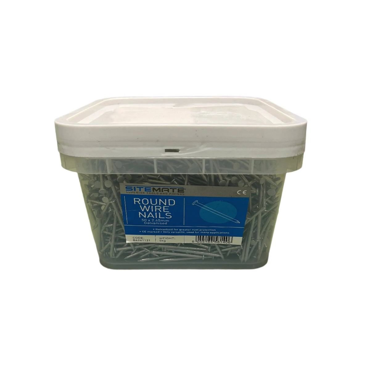 Sitemate galvanised Round Wire Nails Various Sizes 5KG Tubs