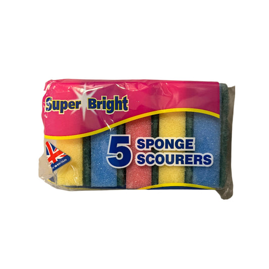 Super Bright Sponge Scourers 5 Pack