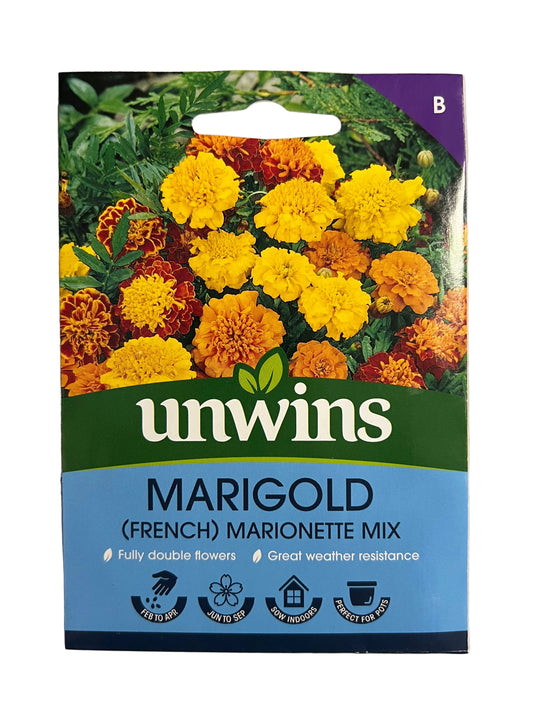 Unwins Marigold (French) Marionette Mix – Flower Seeds