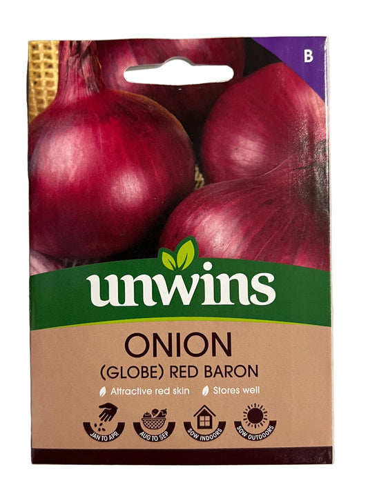 Unwins Onion (Globe) Red Baron – Vegetable Seeds