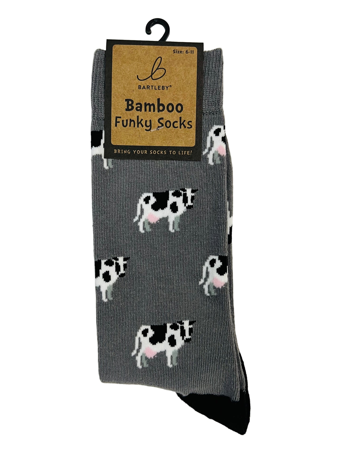 Milking Cows Bamboo Socks — Men’s 6–11 (Green or Grey, Funky Design)