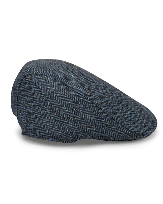 HOGGS HERRINGBONE WATERPROOF TWEED CAP NAVY L/XL