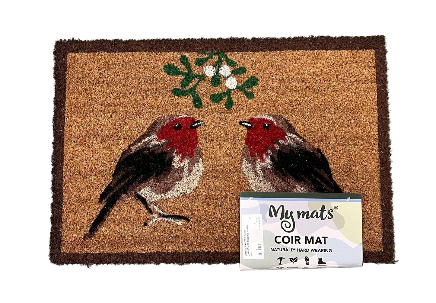 My Mats Printed Coir Doormat Christmas Robins 40x60cm