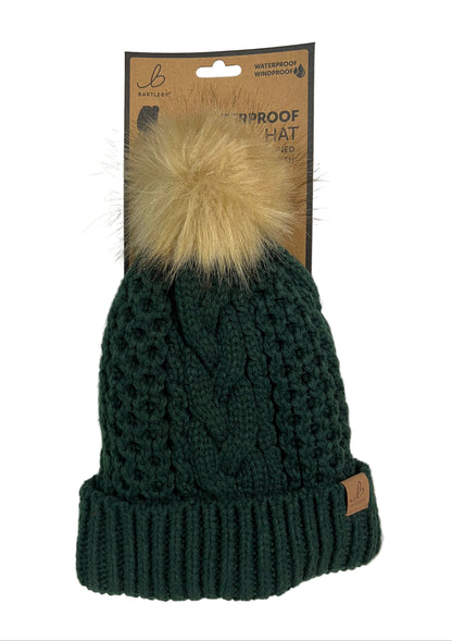 Ladies Waterproof Chunky Knit Sherpa Lined Bobble Hat (4 Colours)