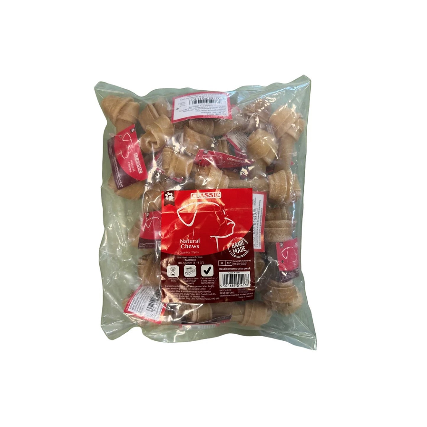 Classic Hand Made Knot Bone Natural Dog Chews Pack