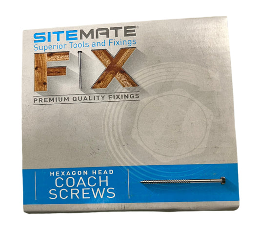 Sitemate Hex Head Coach Screws M10 x 80mm Qty 50