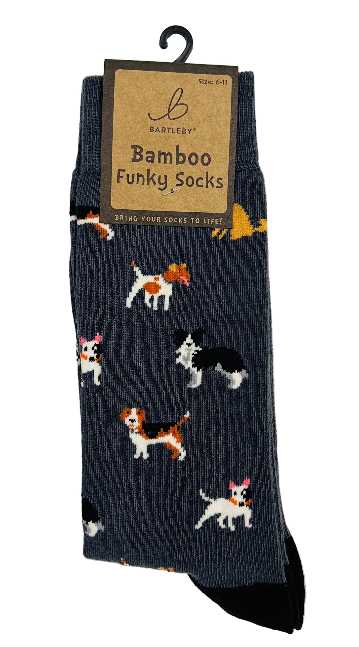 Doggy Divas Bamboo Socks Men’s 6–11 (Grey, Funky Design)