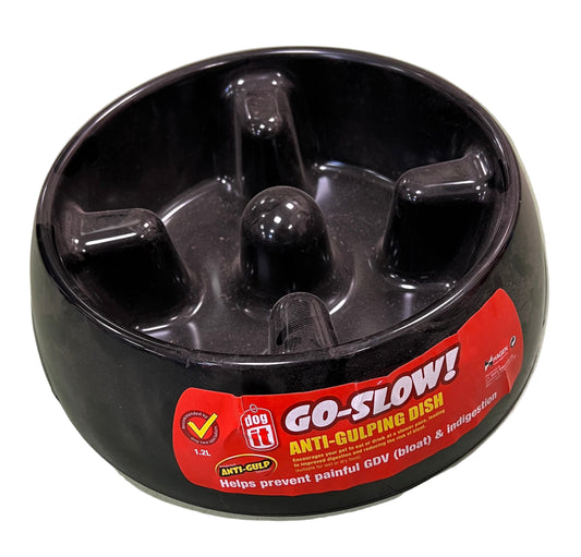 Go Slow Anti Gulping Dish Feeder Black Dog Bowl
