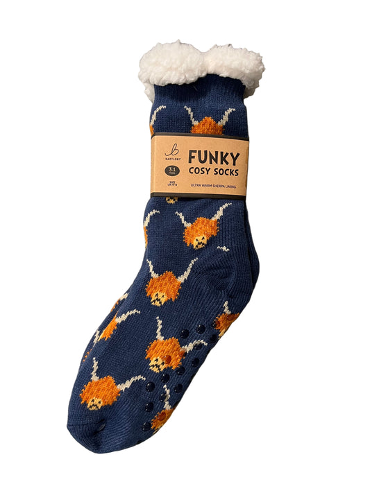 Highland Cow Sherpa Fleece Lined Funky Cosy Socks | Women’s 4–8 | Winter Gift