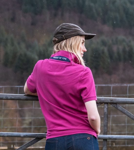 Hoggs of Fife Ladies Cora Pique Polo Shirt Berry