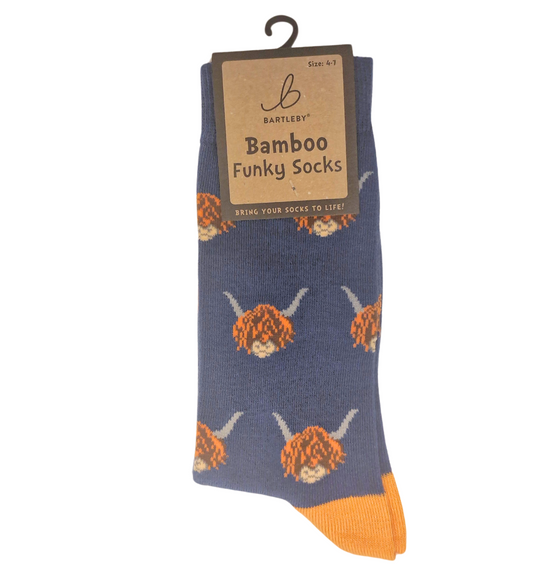 Ladies Bamboo Socks Highland Cow