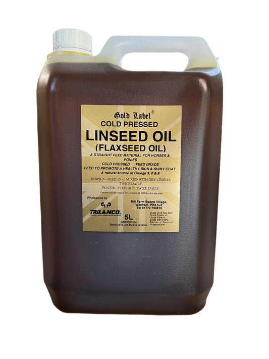 Gold Label 5L Flaxseed Linseed Oil For Horses & Ponies