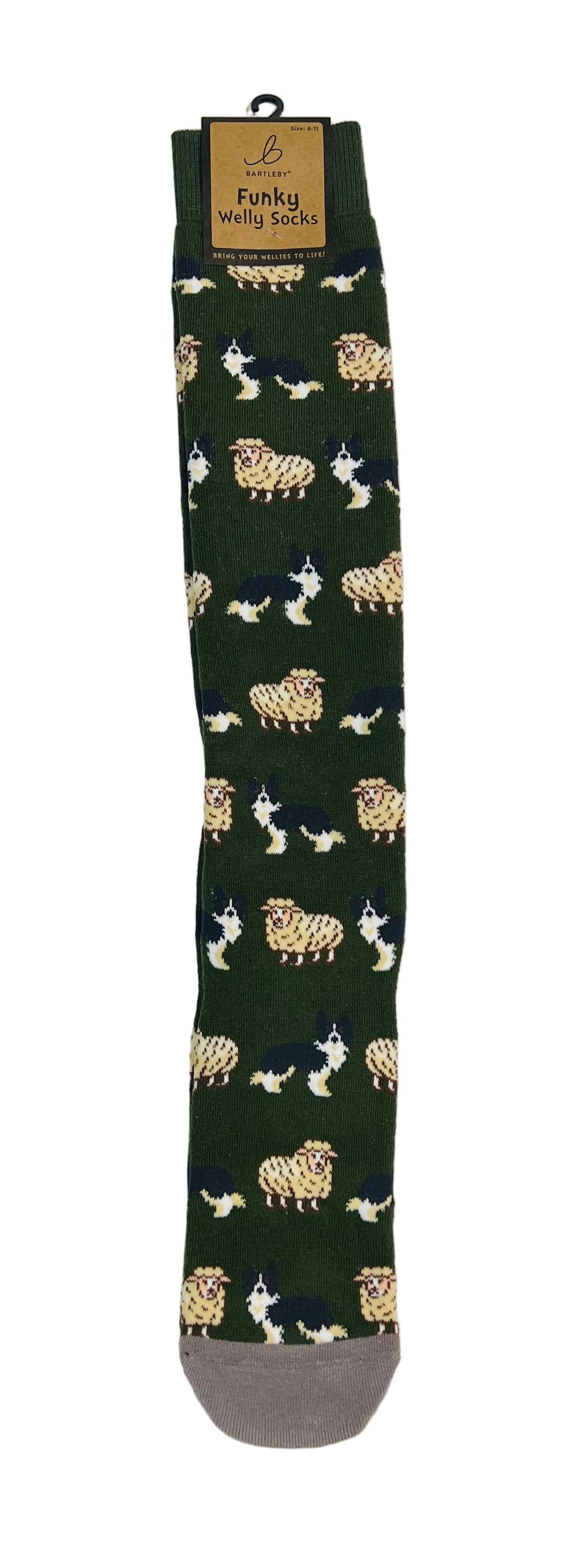 Men’s Sheep & Sheepdog Welly Socks Green | UK 6–11 | Funky Outdoor Gift ...