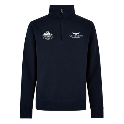 Horner Longhorn Shearing 'No Farmers, No Food' Navy 1⁄4 Zip Sweat