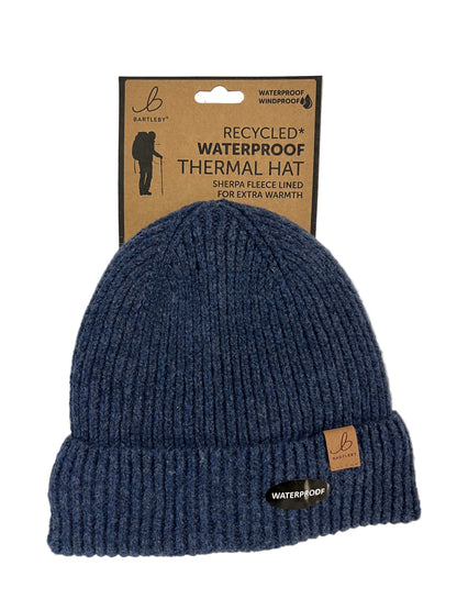 Bartleby Plain Waterproof Thermal Sherpa Lined Hat – Blue, Salmon, White (One Size)